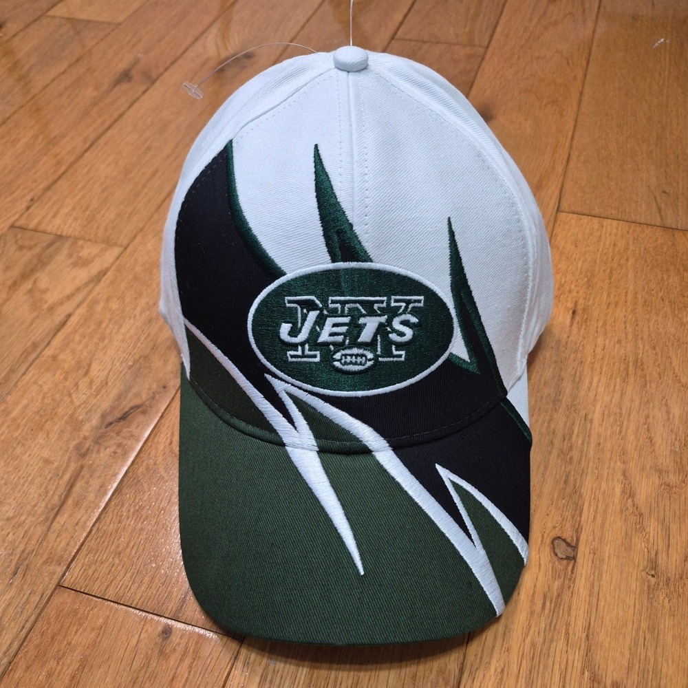 NFL Team Apparel New York Jets Hat White Green Black Graphic Adjustable Cap